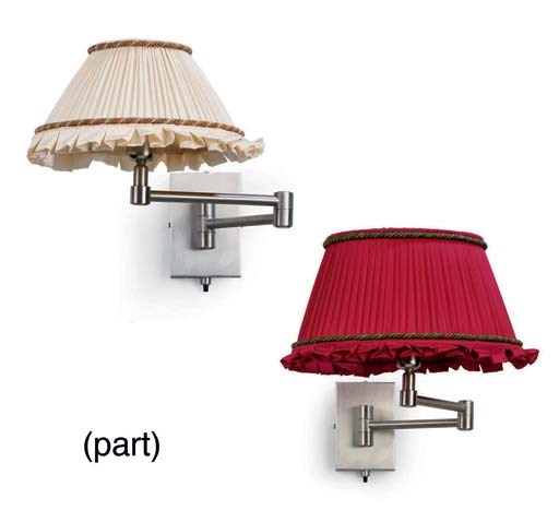 A SET OF FIVE CHROME ARTICULATED WALL LIGHTS AND A SET OF THREE CHROME WALL LIGHTS