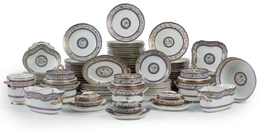 A SEVRES LAVENDER-GROUND PART DESSERT-SERVICE
