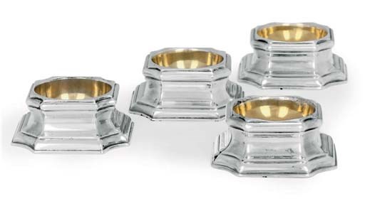 FOUR GEORGE II SILVER TRENCHER-SALTS