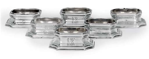 THREE PAIRS OF GEORGE II SILVER TRENCHER-SALTS