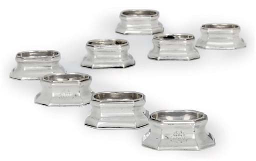 FOUR PAIRS OF GEORGE II SILVER TRENCHER-SALTS