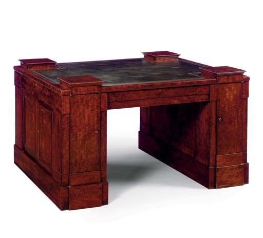 A GEORGE IV MAHOGANY PARTNER'S PEDESTAL DESK