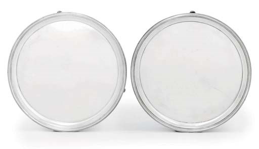 A PAIR OF GEORGE III SILVER WAITERS