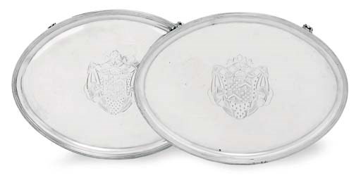 A PAIR OF GEORGE III SILVER WAITERS