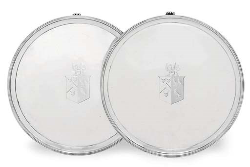 A PAIR OF GEORGE III SILVER WAITERS