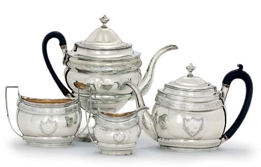 A GEORGE III SILVER TEA AND COFFEE SERVICE