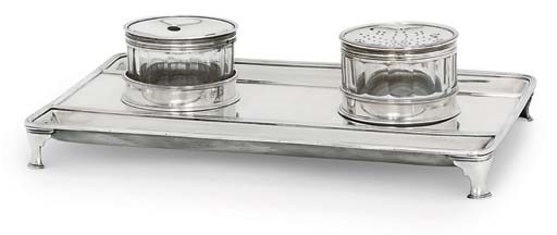 A GEORGE III SILVER INKSTAND