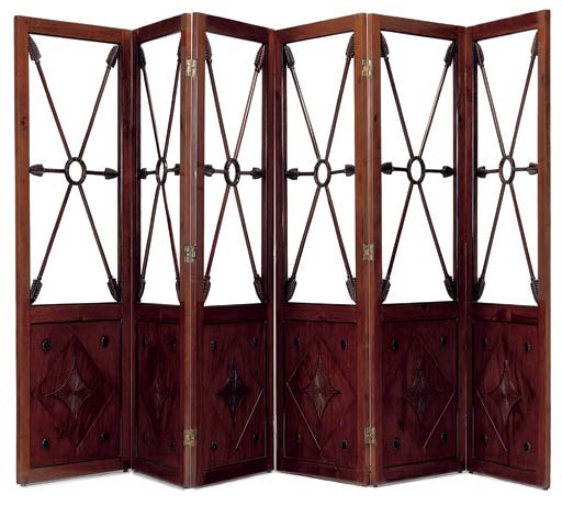 A RESTAURATION MAHOGANY SIX-LEAF SCREEN