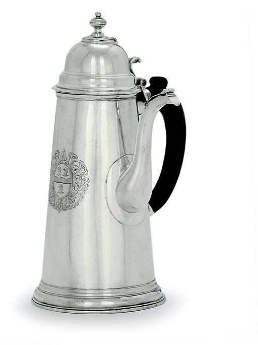 A QUEEN ANNE SILVER CHOCOLATE-POT