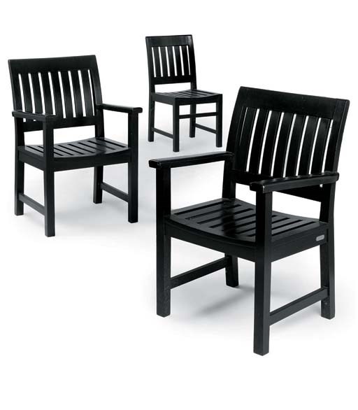 A SET OF TWENTY GREEN PAINTED TEAK GARDEN CHAIRS