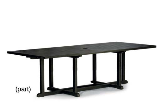 A GREEN PAINTED TEAK GARDEN TABLE