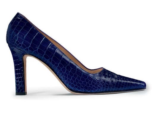 A PAIR OF ELECTRIC BLUE CROCODILE COURTS