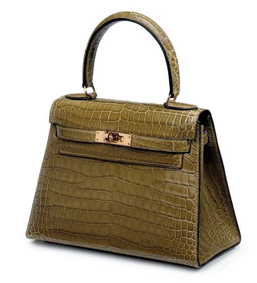 A VERT CHARTREUSE GREEN CROCODILE MINI KELLY BAG