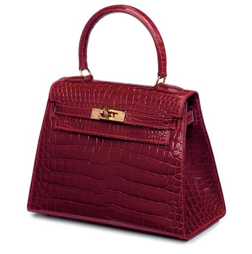 A BRAISE SCARLET CROCODILE MINI KELLY BAG