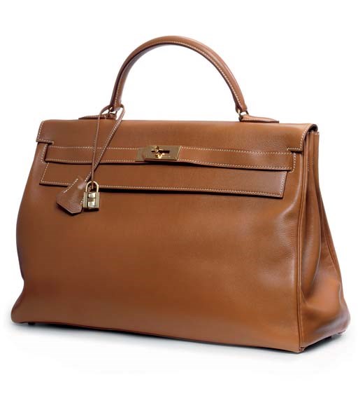 A CARAMEL SOUPLE LEATHER KELLY BAG