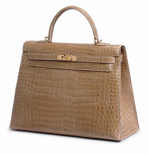 A GOLDEN SABLE CROCODILE KELLY BAG