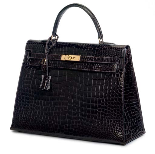 A HAVANNE BROWN CROCODILE KELLY BAG