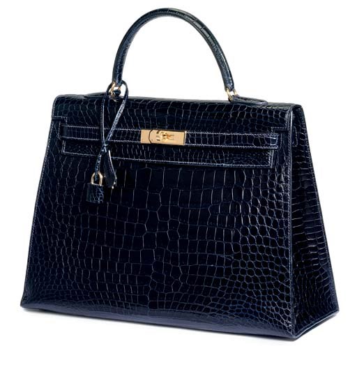 A BLEU ROI CROCODILE KELLY BAG