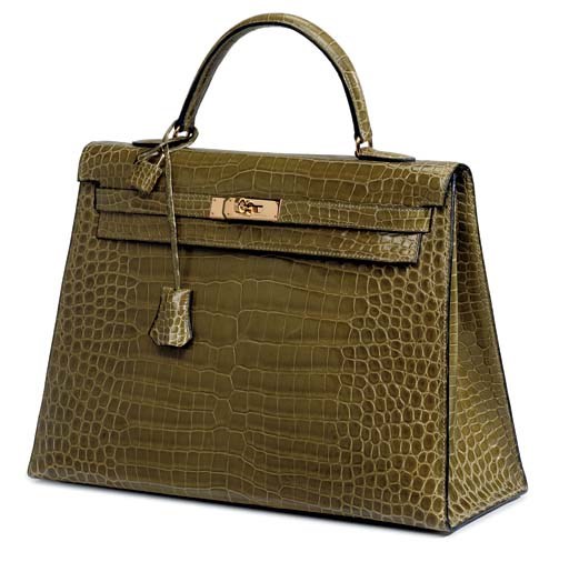 A VERT CHARTREUSE CROCODILE KELLY BAG