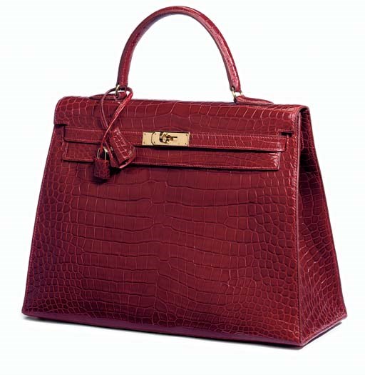 A ROUGE 'H' CROCODILE KELLY BAG