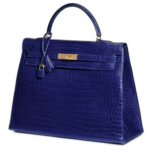 A BLEU SAPHIR CROCODILE KELLY BAG