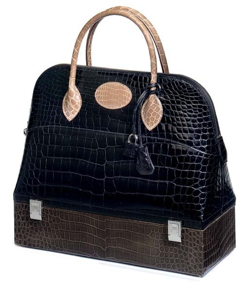 A BLACK CROCODILE SAC MALETTE 'BOLIDE'