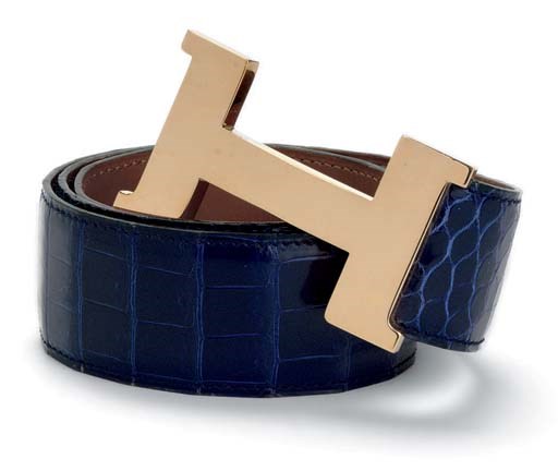 A BLEU SAPHIR CROCODILE 'H' BELT