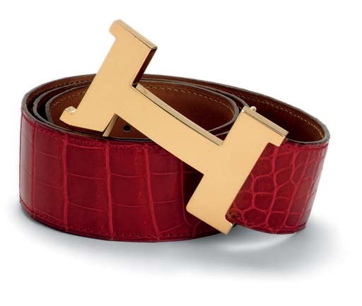 A BRAISE SCARLET CROCODILE 'CONSTANCE' BELT