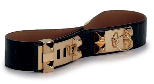 A NAVY BLUE CROCODILE 'MEDOR' BELT