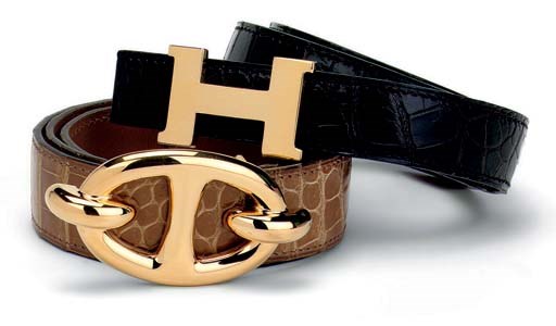 TWO CROCODILE LADIES' BELTS
