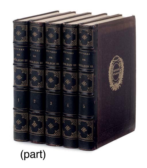 THIERS, M. A.  Histoire du Consulat et de l' Empire. Paris: Paulin, 1845-62. 20 volumes, 8°. Engraved portrait frontispieces and plates. Contemporary brown morocco-backed marbled boards, spines gilt. cf. Brunet V, 822. With various other works of related interest in 27 volumes including the same author's Histoire de la Révolution Française (Paris, 1857, 8 vols.), all bound in morocco. 	 (47)