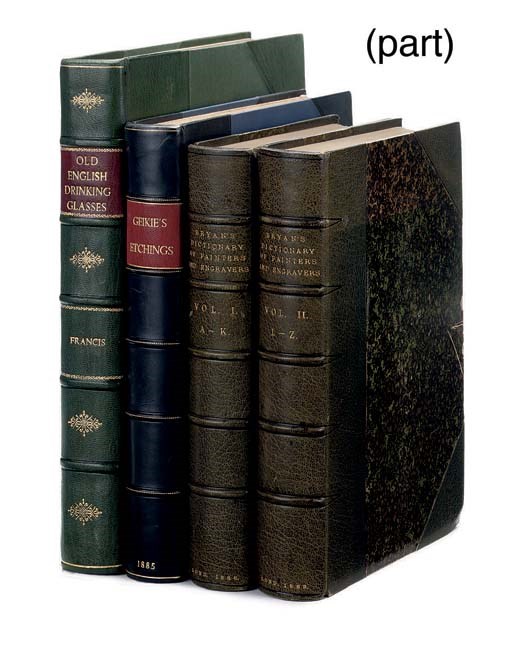 ART REFERENCE -- Walter GEIKIE.  Etchings illustrative of Scottish Character and Scenery. Edinburgh: William Paterson, 1885. 4°. Title printed in red and black, etched plates by Walter Geikie. Later blue half calf, spine gilt, uncut. NUMBER 3 OF 366 COPIES, with proof impressions of the plates.