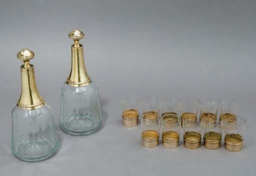 SERVICE A LIQUEUR EN VERMEIL ET VERRE