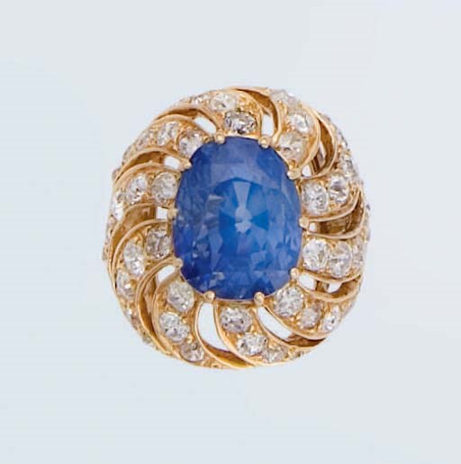 BAGUE SAPHIR ET DIAMANTS