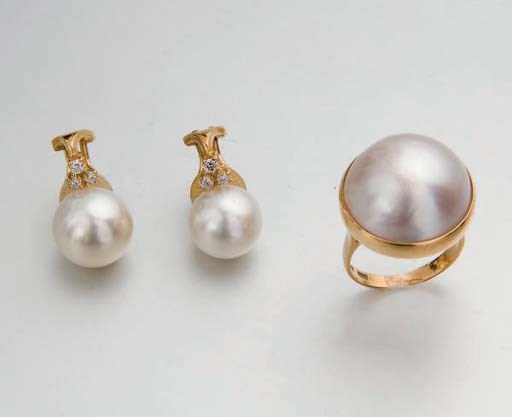 BAGUE ET CLIPS D'OREILLES PERLE DE CULTURE