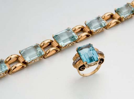 BRACELET ET BAGUE AIGUE-MARINE