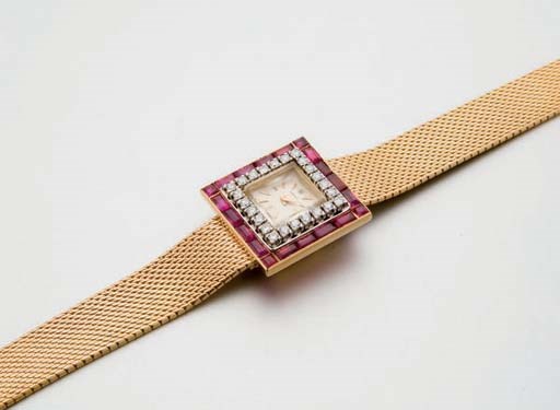 MONTRE BRACELET DE DAME RUBIS ET DIAMANTS, PAR GUBELIN