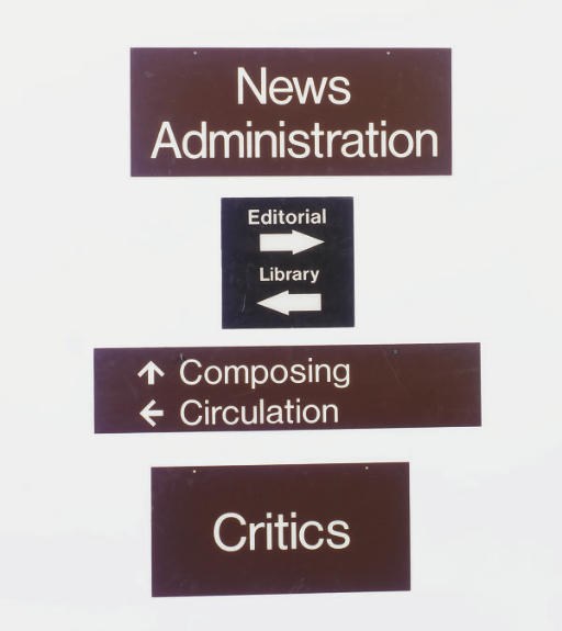 A GROUP OF THIRTEEN NEW YORK TIMES DEPARTMENT SIGNS,