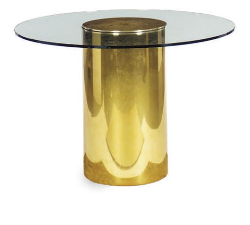 A BRASS AND GLASS CIRCULAR CENTER TABLE,
