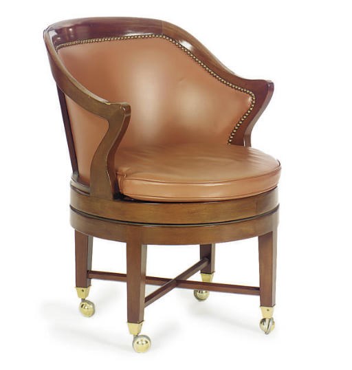 A SET OF FOUR MAHOGANY BOARDROOM CHAIRS,