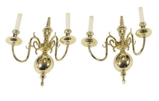 A SET OF ELEVEN TWO-BRANCH WALL SCONCES