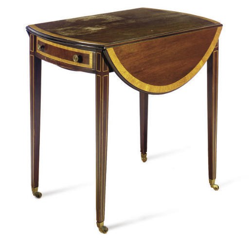 AN ENGLISH MAHOGANY PEMBROKE TABLE,