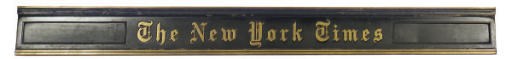 A BRASS AND ENAMELED METAL 'THE NEW YORK TIMES' SIGN