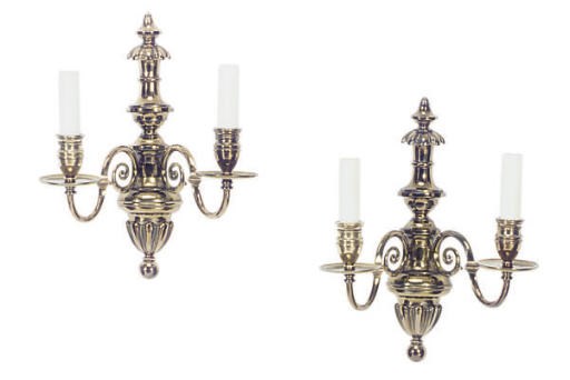 A SET OF SIX GILT-METAL WALL LIGHTS,