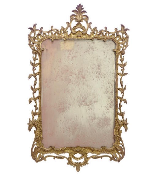 A FRENCH PROVINCIAL CARVED GILTWOOD MIRROR,