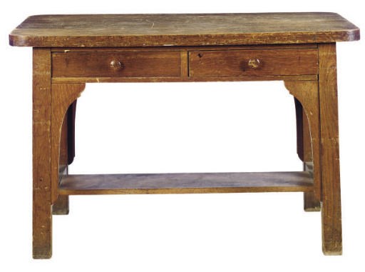 AN AMERICAN OAK LIBRARY TABLE,