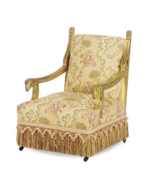 AN AMERICAN GILTWOOD ARMCHAIR,