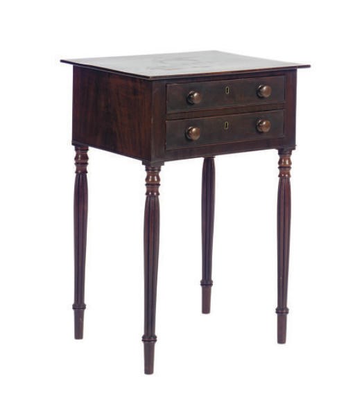 AN AMERICAN MAHOGANY SEWING TABLE,