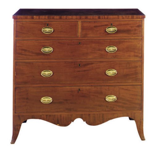 AN AMERICAN FEDERAL MAHOGANY CHEST OF DRAWERS,