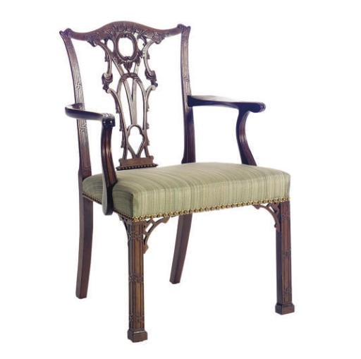 A PAIR OF GEORGE III MAHOGANY OPEN ARMCHAIRS,